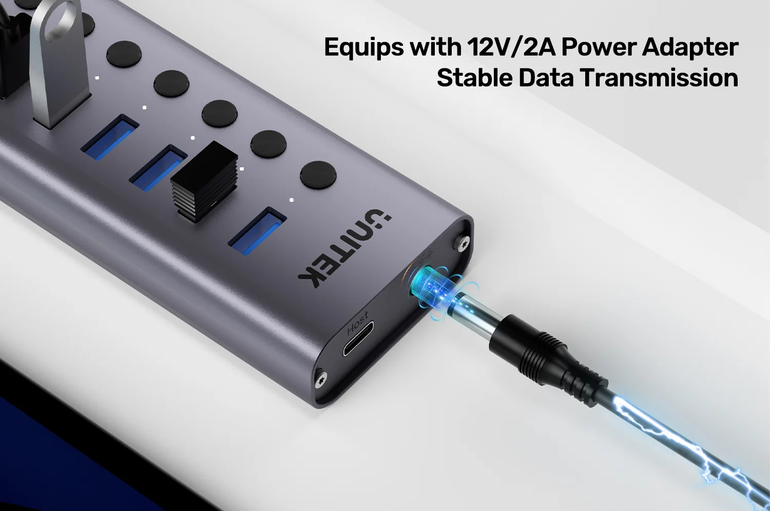 Hub USB 3.0 7 cổng Unitek H1314A (5Gbps, nguồn 12V 2A)