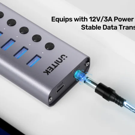 Hub USB 3.0 10 cổng Unitek H1315B01-EU (5Gbps, nguồn 12V 3A)