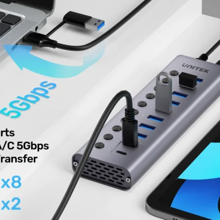 Hub USB 3.0 10 cổng Unitek H1315B01-EU (5Gbps, nguồn 12V 3A)