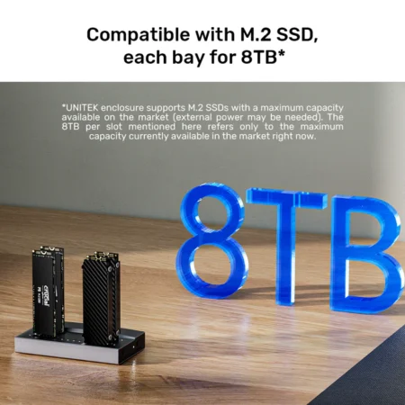 Docking Station SSD M.2 UNITEK S1243BGY01-US (USB-C, 40Gbps, 4 slot M-Key & B+M Key)