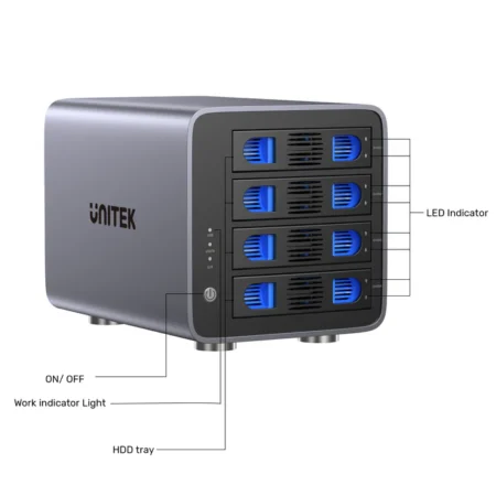 Thiết bị lưu trữ RAID Unitek S1301AGY01-EU (4 Bay, 5Gpbs, Hỗ trợ dung lượng 40TB)