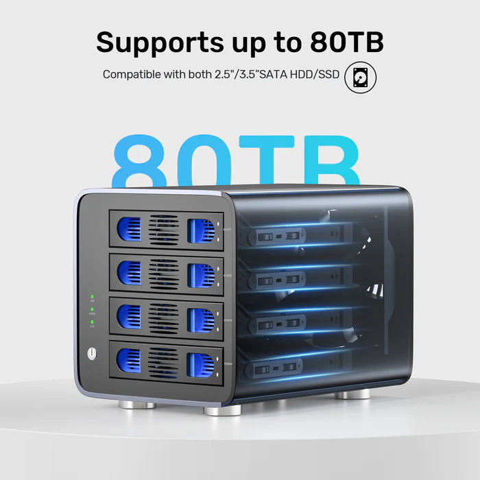 Thiết bị lưu trữ RAID Unitek S1301AGY01-EU (4 Bay, 5Gpbs, Hỗ trợ dung lượng 40TB)