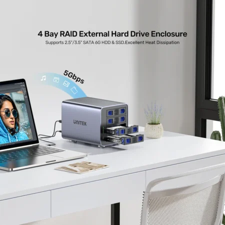 Thiết bị lưu trữ RAID Unitek S1301AGY01-EU (4 Bay, 5Gpbs, Hỗ trợ dung lượng 40TB)