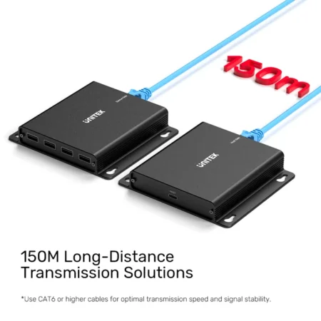 Bộ mở rộng USB qua LAN 150M UNITEK U1222ABK01-EU (4 cổng USB, 480Mbps)