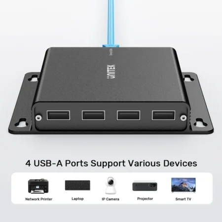 Bộ mở rộng USB qua LAN 150M UNITEK U1222ABK01-EU (4 cổng USB, 480Mbps)