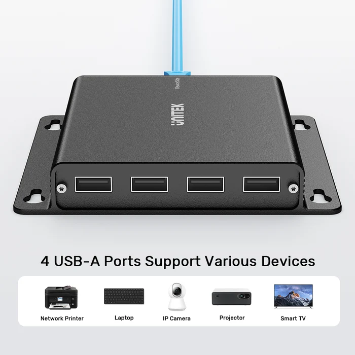 Bộ mở rộng USB qua LAN 150M UNITEK U1222ABK01-EU (4 cổng USB, 480Mbps)