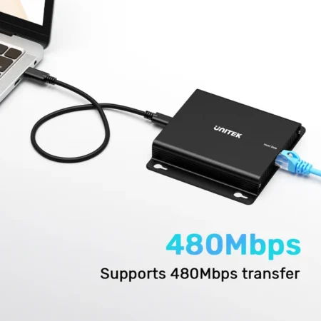 Bộ mở rộng USB qua LAN 150M UNITEK U1222ABK01-EU (4 cổng USB, 480Mbps)