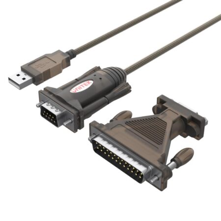 Cáp USB sang RS232 DB25M DB9F UNITEK Y-105A (dài 1.5m, 1.2Mbps)
