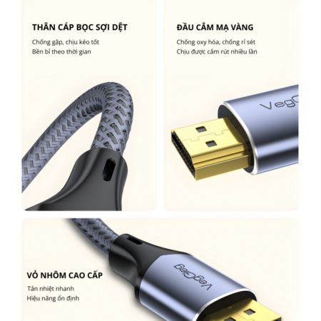 Cáp chuyển HDMI sang DP VegGieg V-Z102 (Hỗ trợ 4K@60Hz)