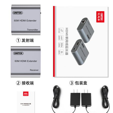 Bộ mở rộng HDMI qua LAN 60M UNITEK V178A (Hỗ trợ 1080p@60Hz)