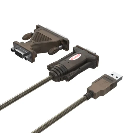 Cáp USB sang RS232 DB25M DB9F UNITEK Y-105A (dài 1.5m, 1.2Mbps)