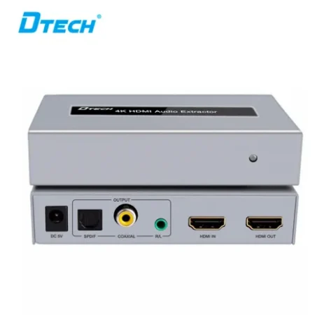 Bộ tách tín hiệu HDMI ra HDMI Audio Dtech DT-7048 (HDMI ra HDMI, 3.5mm, Coaxial, Optical (SPDIF))