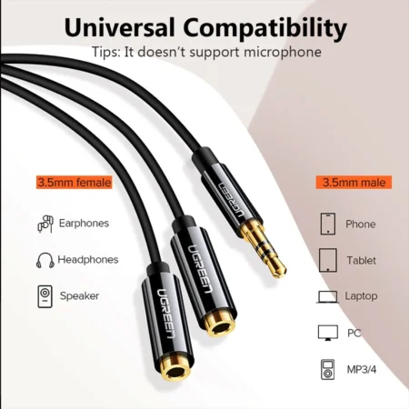 Dây chuyển Audio 3.5mm 1 ra 2 Ugreen AV134