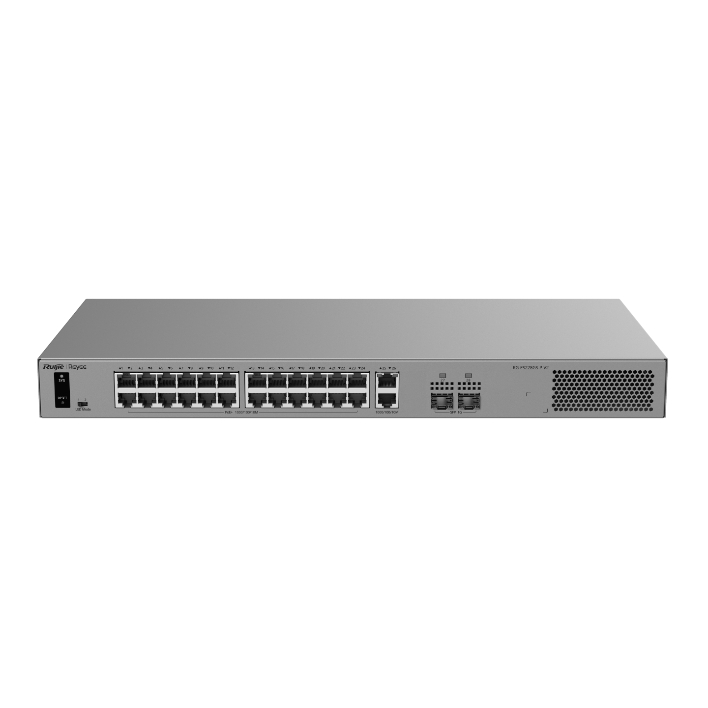 Switch 24-Port GE PoE RUIJIE RG-ES228GS-P (24 cổng PoE+, 370W, 56 Gbps)
