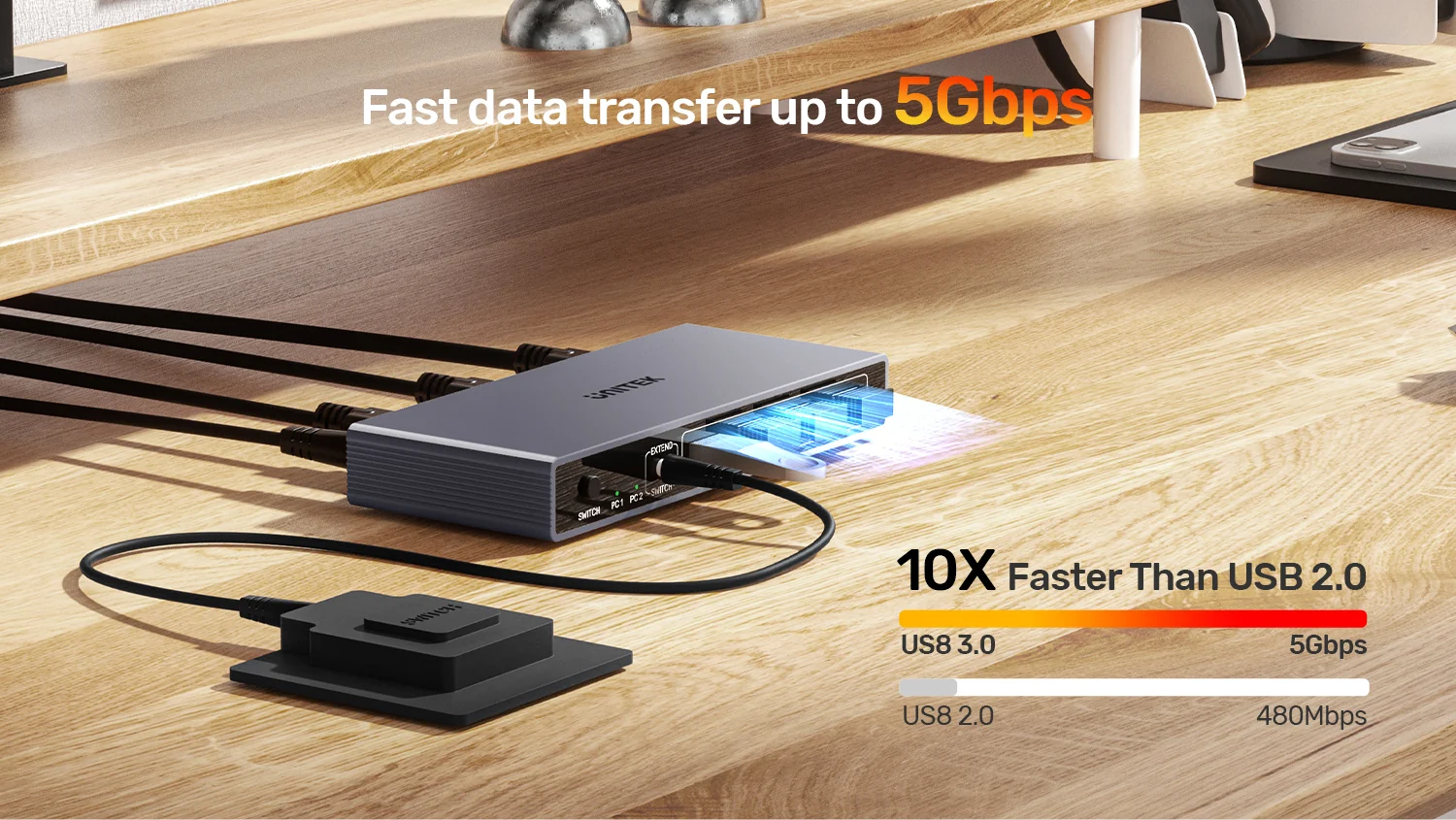 Bộ gộp KVM Displayport 2 ra 1 UNITEK V1310AGY01-EU