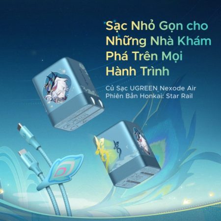 Bộ sạc Type C Honkai Star Rail Ugreen 95169 (Nexode GaN, 65W GaN, kèm cáp USB-C 100W 1m)