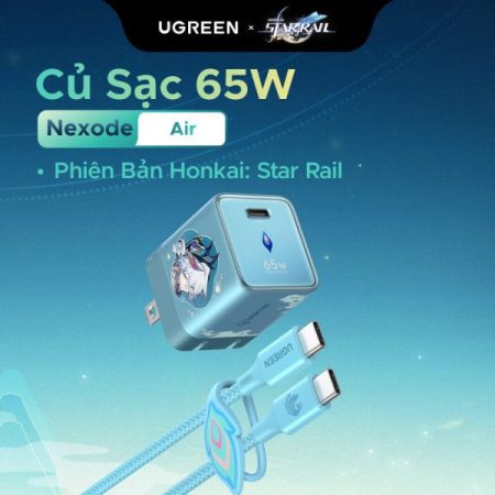 Bộ sạc Type C Honkai Star Rail Ugreen 95169 (Nexode GaN, 65W GaN, kèm cáp USB-C 100W 1m)