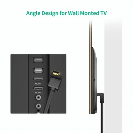 Dây HDMI 2.1 bé góc 90 Ugreen HD188 (Hỗ trợ 8K@60Hz)