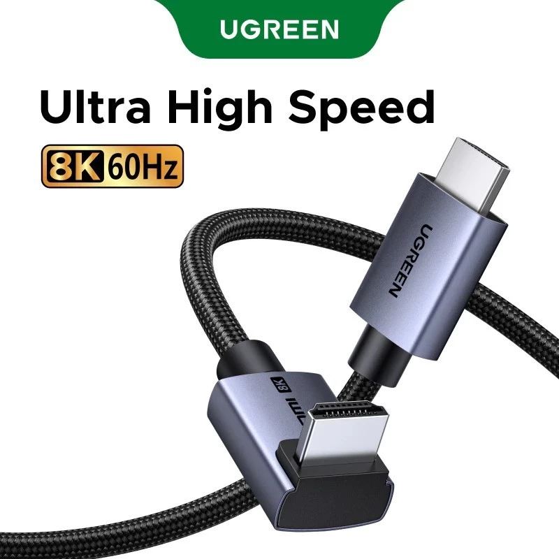 Dây HDMI 2.1 bé góc 90 Ugreen HD188 (Hỗ trợ 8K@60Hz)