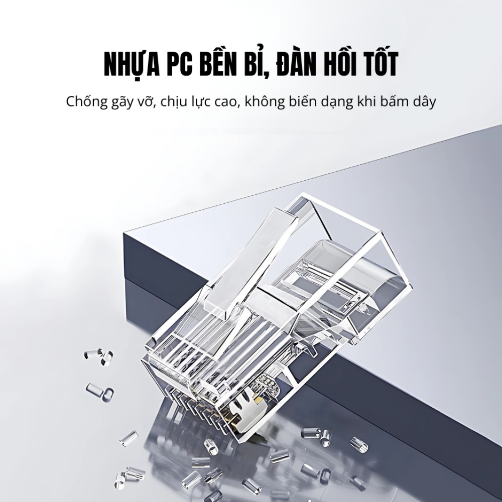 Đầu mạng RJ45 CAT6e Xuyên Thấu Veggieg V-E011 (100 cái, 8P8C)