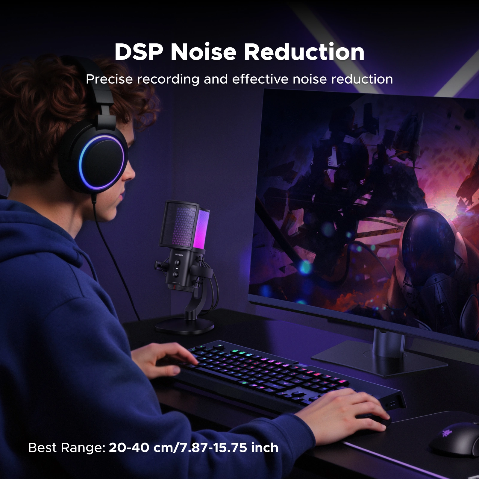 Microphone khử ồn RGB Ugreen 65629 (24bit, 96kHz)