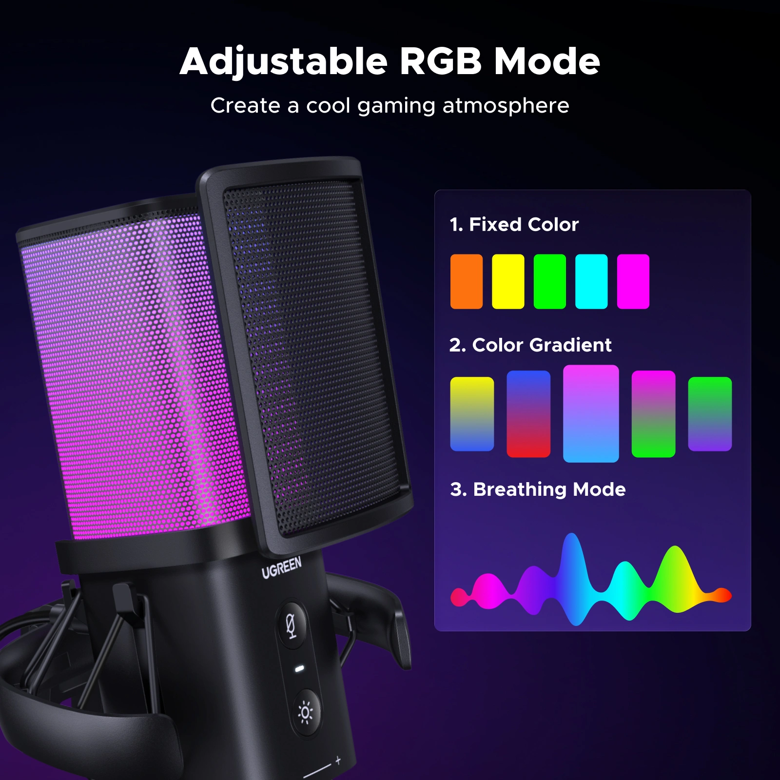 Microphone khử ồn RGB Ugreen 65629 (24bit, 96kHz)