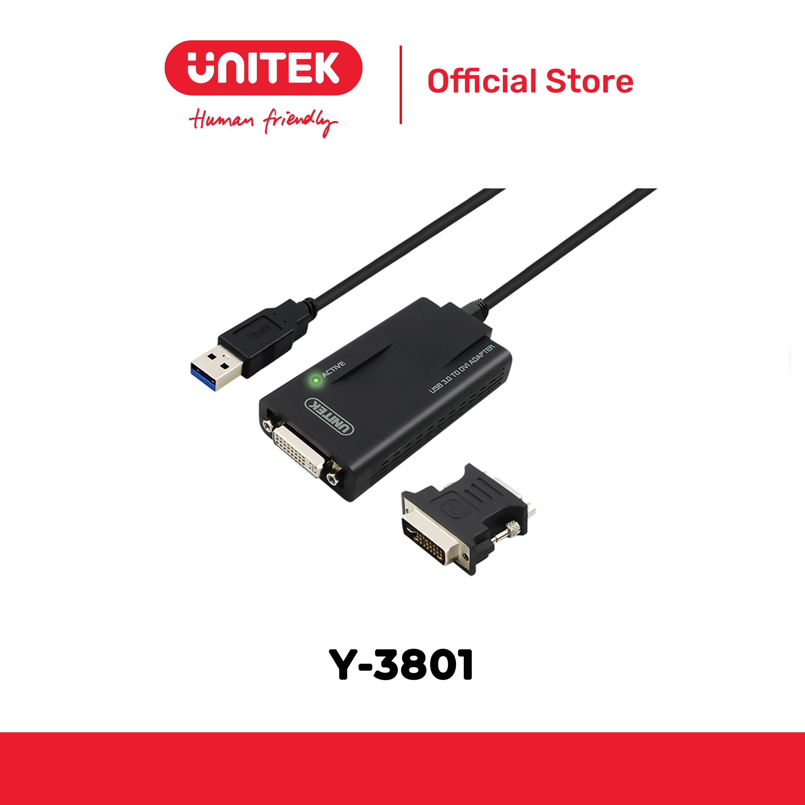 Cáp chuyển USB 3.0 sang DVI VGA UNITEK Y-3801 (Hỗ trợ Full HD)