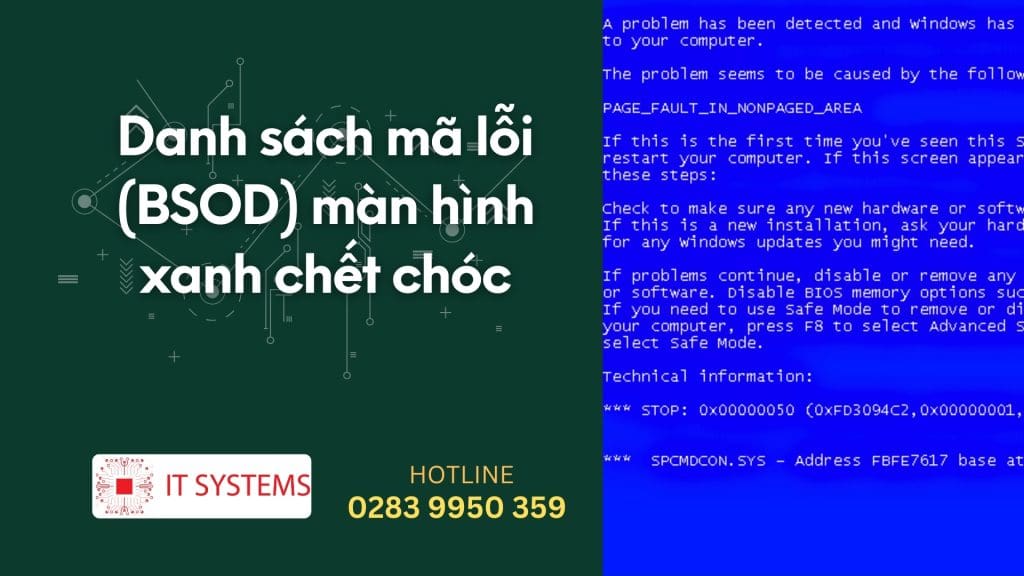 Danh sách mã lỗi (BSOD) màn hình xanh chết chóc