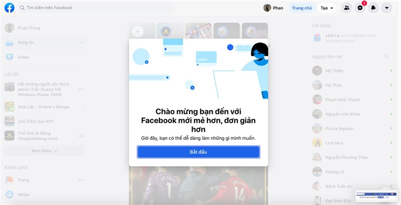 giao diện mới của facebook