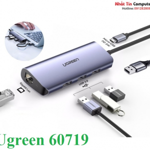 Bộ chia USB 3.0 ra 3 cổng USB 3.0 + Lan Gigabit 1000Mbps Ugreen 60719