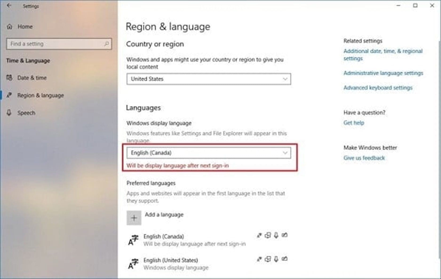 Cách thêm ngôn ngữ trên máy tính Windows 10