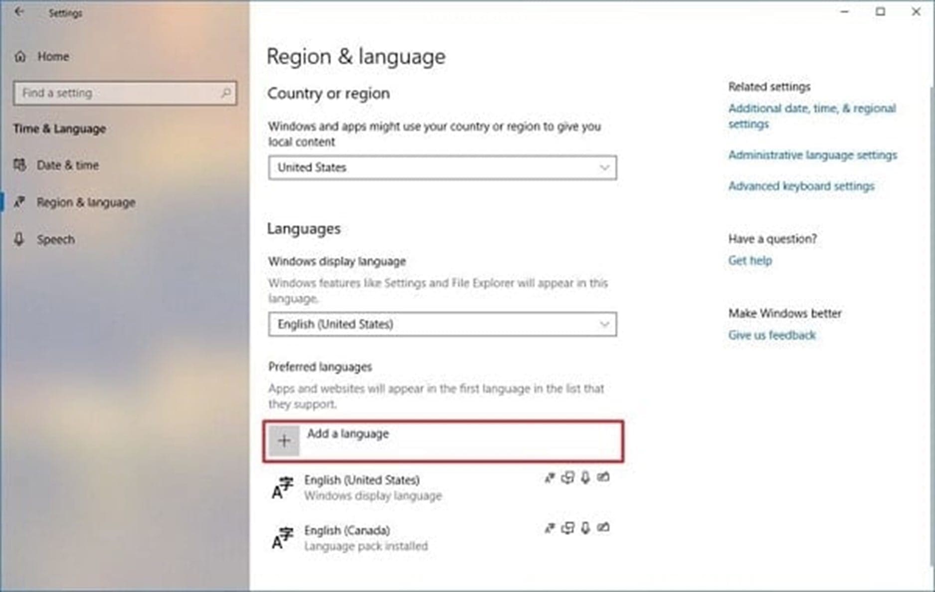 Cách thêm ngôn ngữ trên máy tính Windows 10