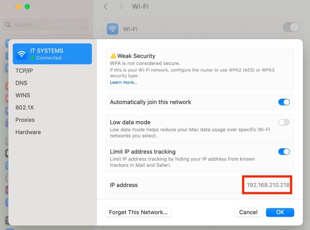 Hướng dẫn cách tìm địa chỉ IP trên macOS trong 5 giây 12 Hướng dẫn tìm địa chỉ IP trên macOS bước 5