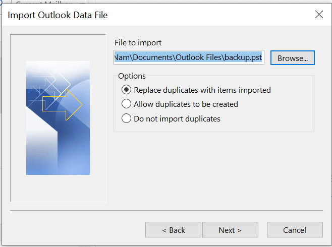 Thực hiện Restore Email trên Outlook