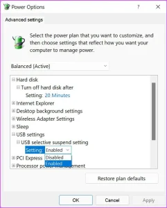 power options Fix Windows 11 Not Recognizing USB Devices