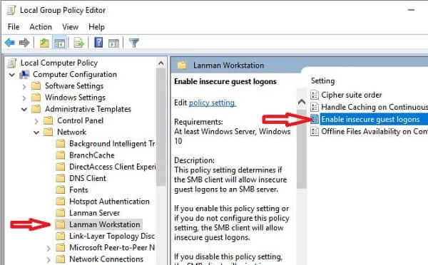 Fix lỗi You can’t access this shared folder because your organization’s security policies block unauthenticated guest access 4 Fix lỗi You can’t access this shared folder because your organization’s