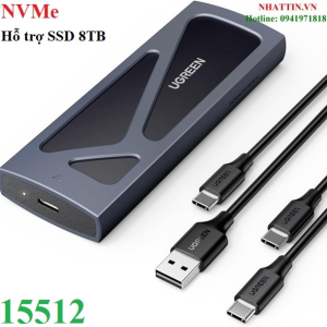 Box ổ cứng SSD M.2 NVMe USB Type-C 3.2 GEN2 tốc độ 10Gbps Ugreen 15512 cao cấp (Max 8TB)