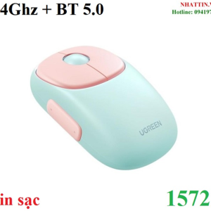 Chuột không dây MU102 FUN+ Bluetooth 5.0 / 2.4GHz 4000DPI, Slient Button Ugreen 15722 cao cấp