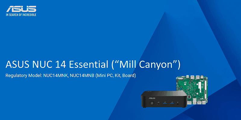 Máy tính Mini PC Asus NUC 14 Essential Mill Canyon N97 RNUC14MNK9700000 (Intel Alder Lake N97, Intel UHD Graphics)