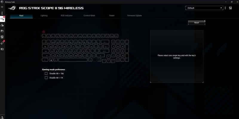 Bàn phím cơ không dây ASUS ROG STRIX Scope II 96 Wireless (ROG NX Sw)