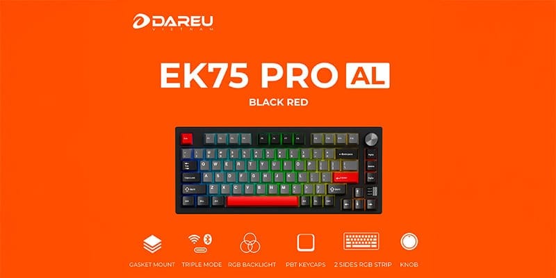 Bàn phím cơ không dây Dareu EK75 PRO AL RGB Hotswap CNC Aluminum (Dareu Sw)