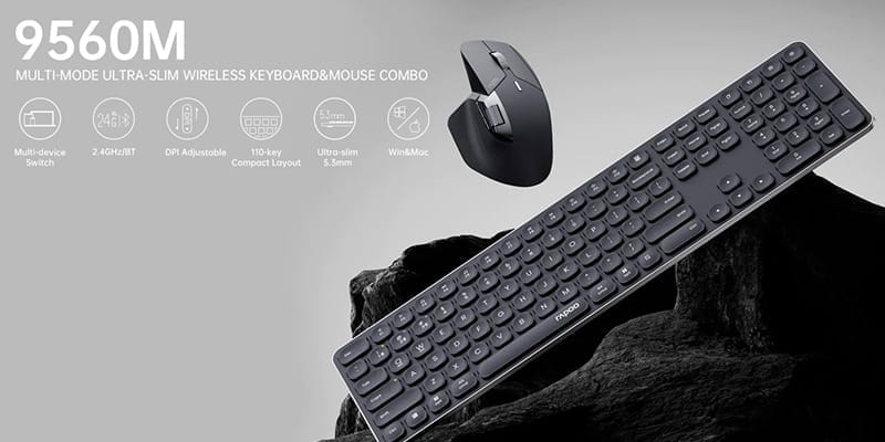 Combo Bàn Phím và Chuột không dây Rapoo 9560M Multi Mode