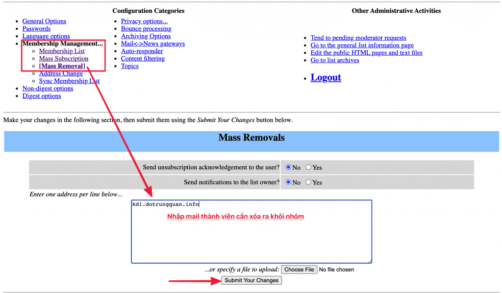 Hướng dẫn sử dụng Mailing Lists cPanel