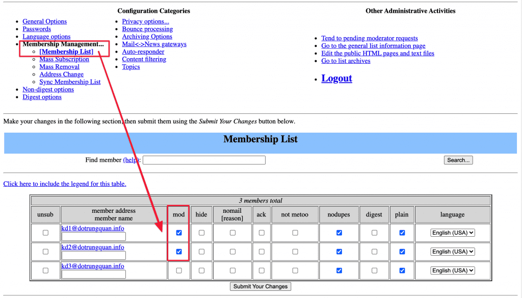Hướng dẫn sử dụng Mailing Lists cPanel
