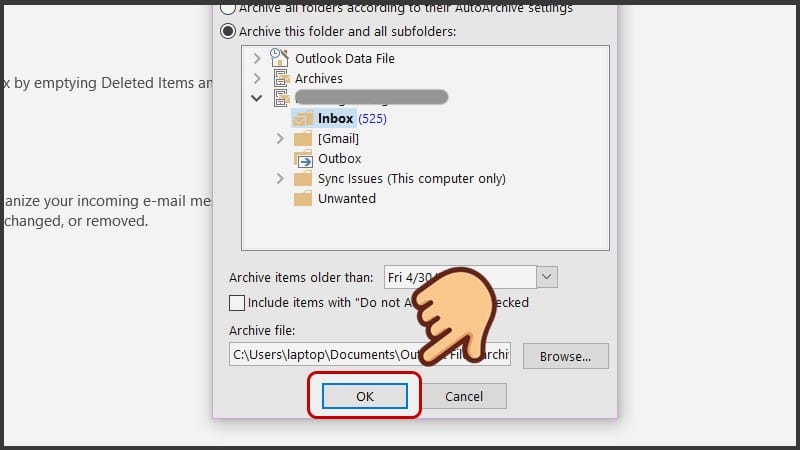 5 Cách Archive mail, khắc phục Outlook báo đầy bộ nhớ đơn giản, chi tiết 25 5 Cách Archive mail, khắc phục Outlook báo đầy bộ nhớ đơn giản, chi tiết