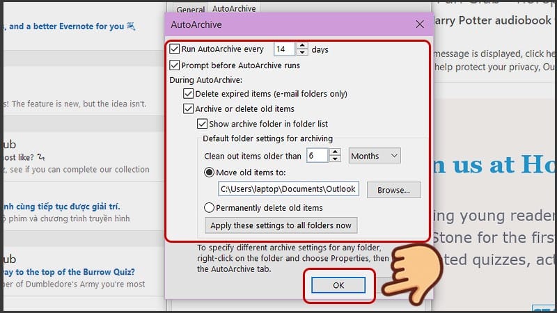 5 Cách Archive mail, khắc phục Outlook báo đầy bộ nhớ đơn giản, chi tiết 18 5 Cách Archive mail, khắc phục Outlook báo đầy bộ nhớ đơn giản, chi tiết