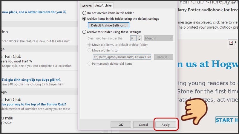 5 Cách Archive mail, khắc phục Outlook báo đầy bộ nhớ đơn giản, chi tiết 19 5 Cách Archive mail, khắc phục Outlook báo đầy bộ nhớ đơn giản, chi tiết