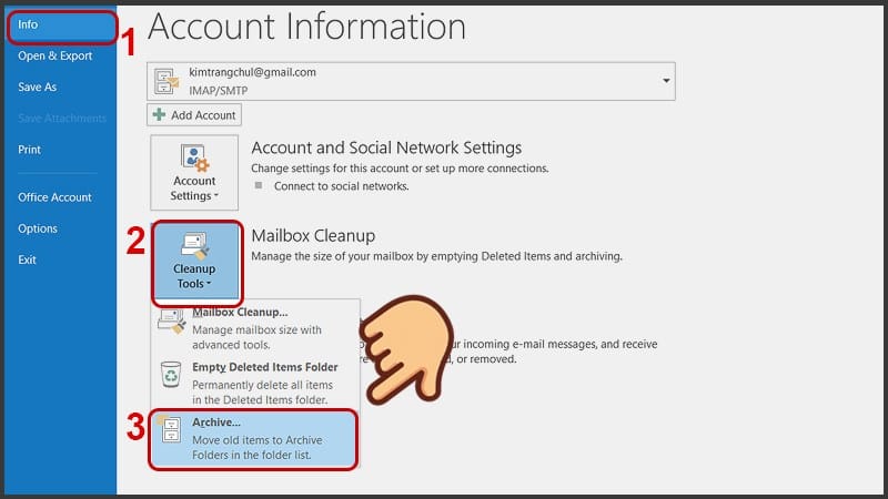 5 Cách Archive mail, khắc phục Outlook báo đầy bộ nhớ đơn giản, chi tiết 21 5 Cách Archive mail, khắc phục Outlook báo đầy bộ nhớ đơn giản, chi tiết