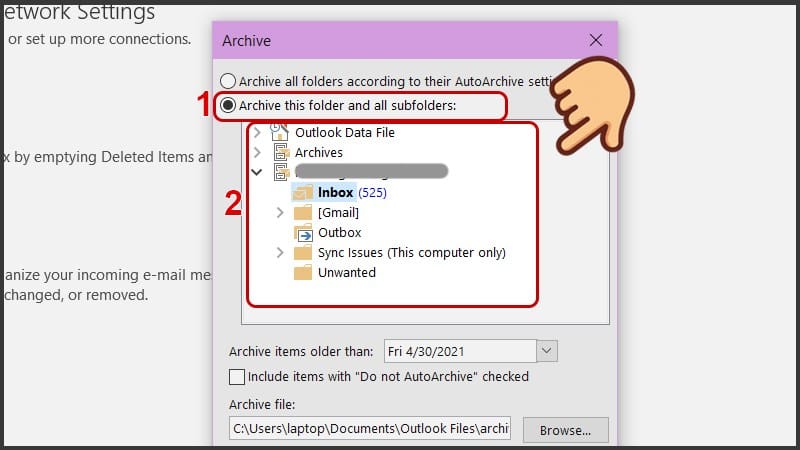 5 Cách Archive mail, khắc phục Outlook báo đầy bộ nhớ đơn giản, chi tiết 22 5 Cách Archive mail, khắc phục Outlook báo đầy bộ nhớ đơn giản, chi tiết