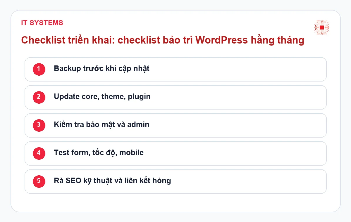 Monthly WordPress Maintenance Checklist for Businesses 2 Checklist monthly WordPress maintenance checklist